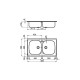 Lavello 2 vasche 86*50 cm acciaio inox AISI 304 spazzolato