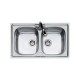 Lavello 2 vasche 86*50 cm acciaio inox AISI 304 spazzolato