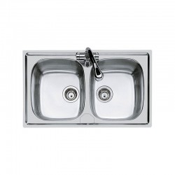 Lavello 2 vasche 86*50 cm acciaio inox AISI 304 spazzolato