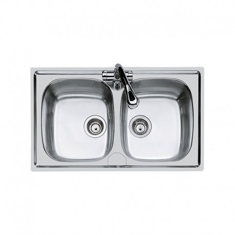 Lavello 2 vasche 86*50 cm acciaio inox AISI 304 spazzolato